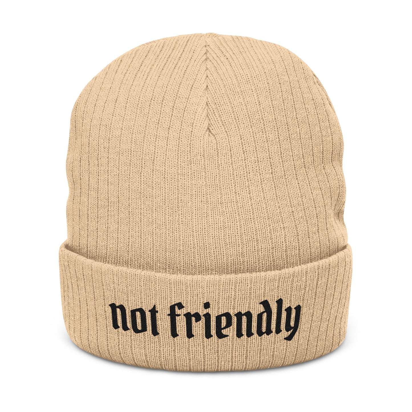 Not Friendly Light Embroidered Beanie