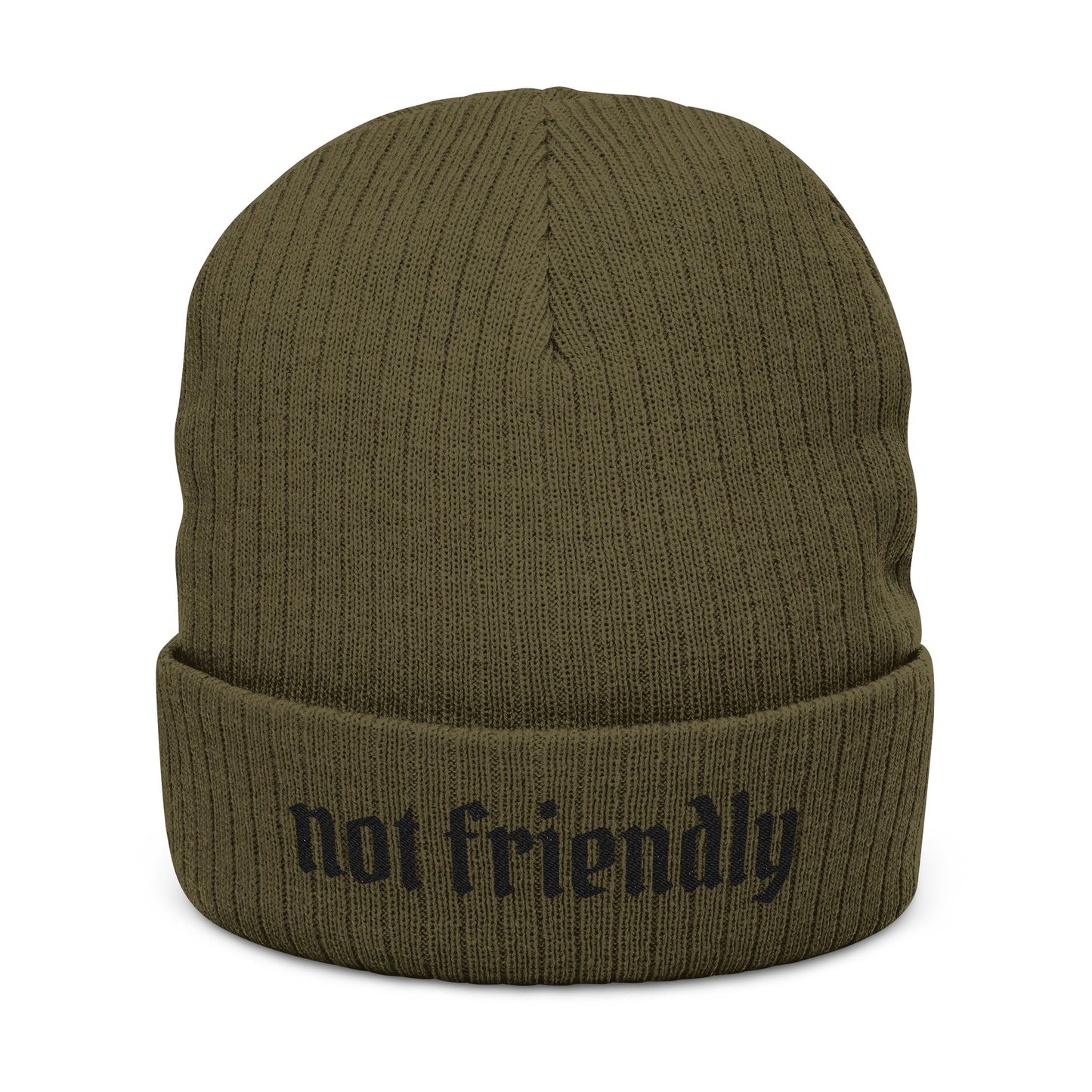 Not Friendly Light Embroidered Beanie
