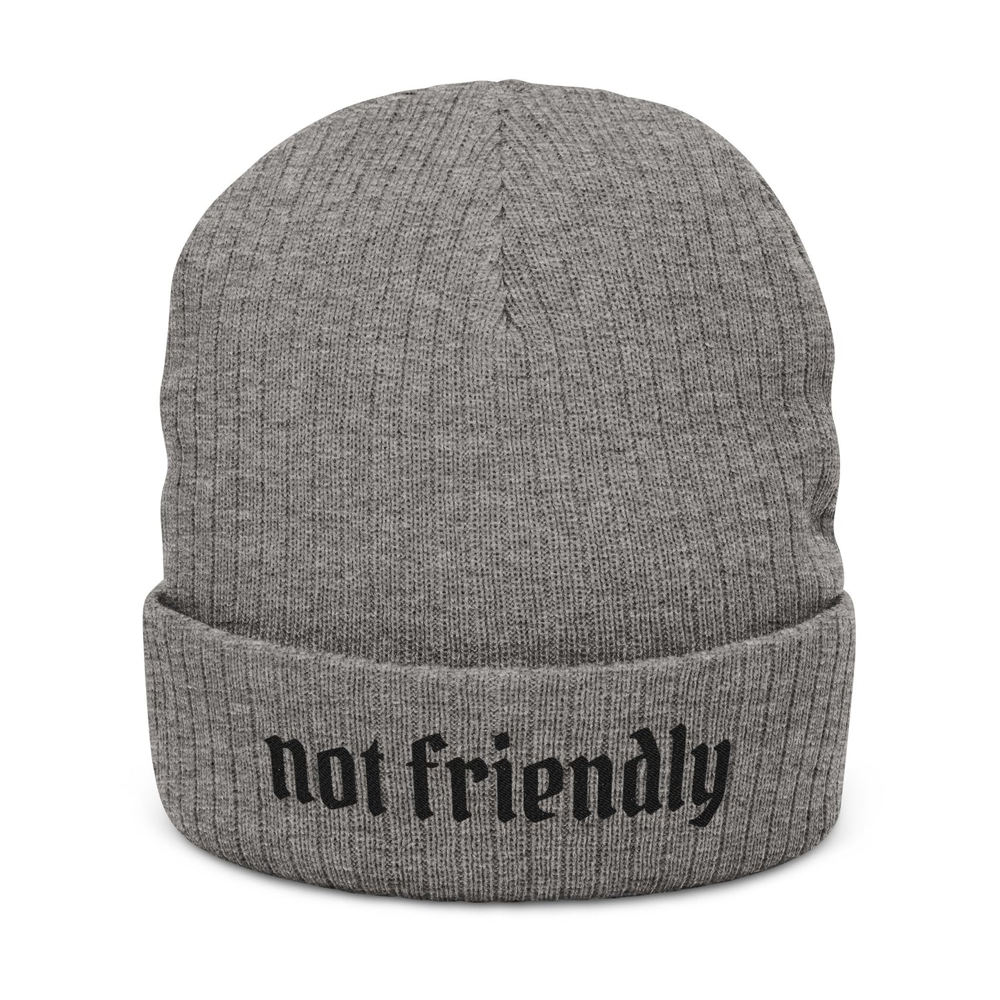 Not Friendly Light Embroidered Beanie