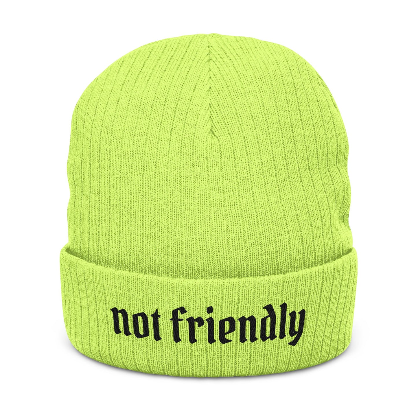 Not Friendly Light Embroidered Beanie